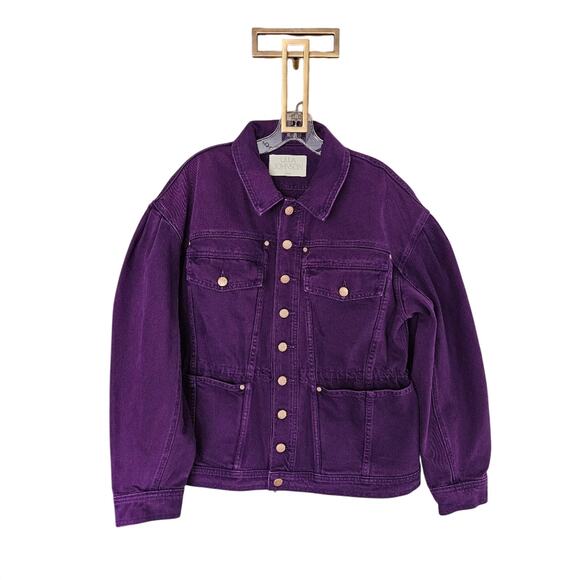 Ulla Johnson Purple Cassis Wash The Odette Jacket Denim Jean Jacket Size Medium - Picture 6 of 12